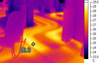 Thermografieaufnahme einer Fußbodenheizung